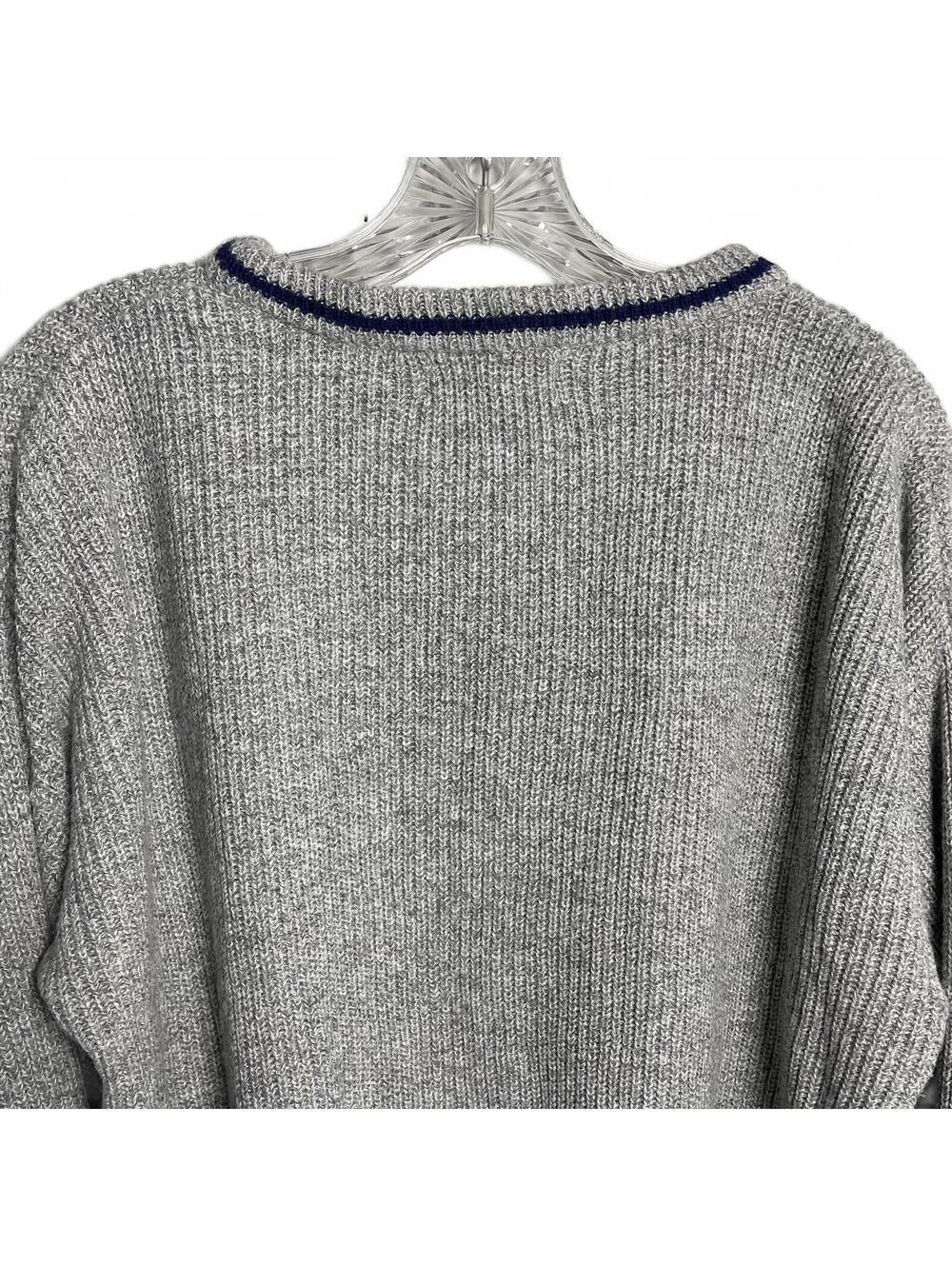 80's Vintage Oshkosh B'gosh Gray Crew Neck Sweater Navy Detail Mens L View 5